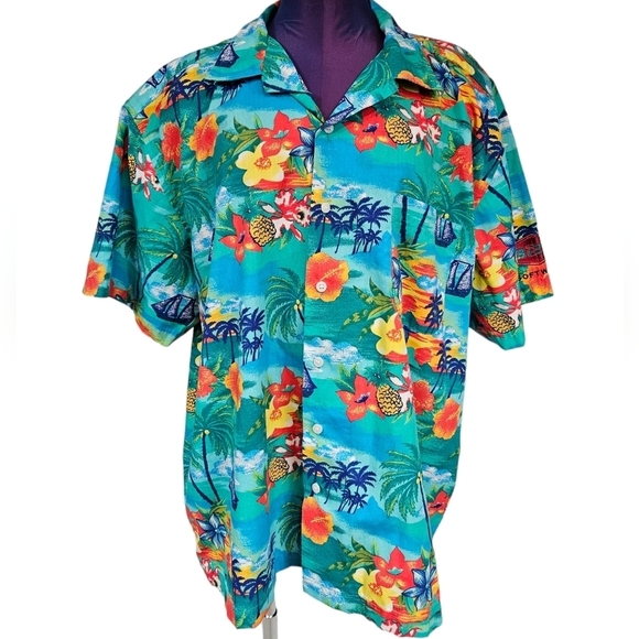 Blue Generation Colorful Tropical Button Front Hawaiian Shirt Size XL Men's F71 - Picture 10 of 11